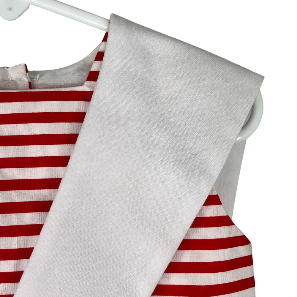 Vintage Sylvia Whyte Girls Nautical Dress Red White 4 New Flaws